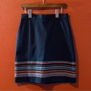 Brooks Brothers Women’s Navy Lined Embroidered Modest Skirt